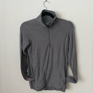 Lululemon Light Gray 1/4 Zip with Pink Accents